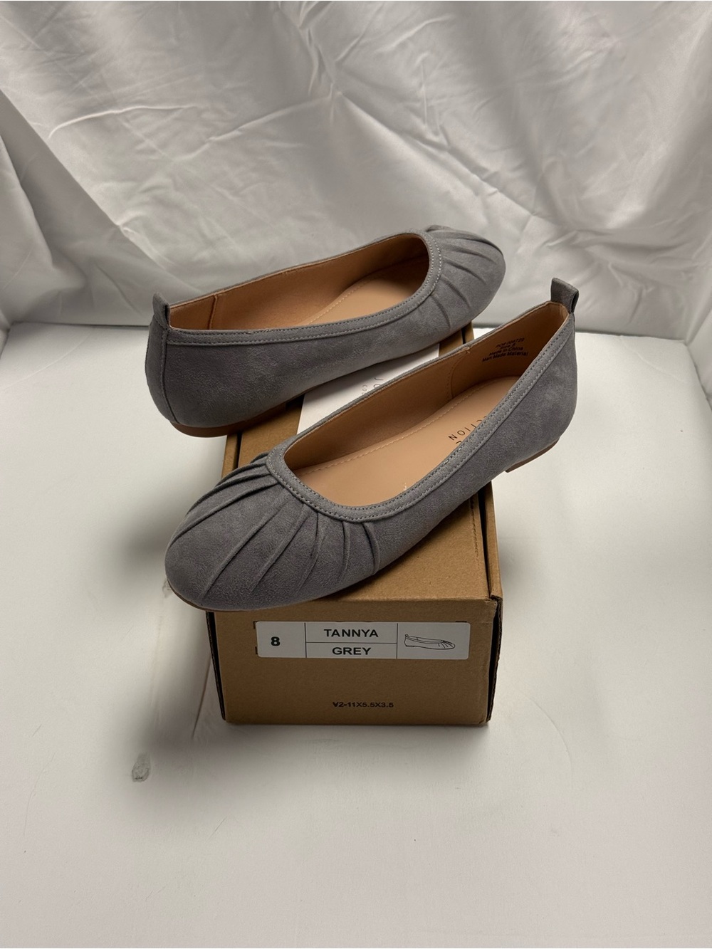 Journee Collection Grey Pleated Toe Ballet Flats